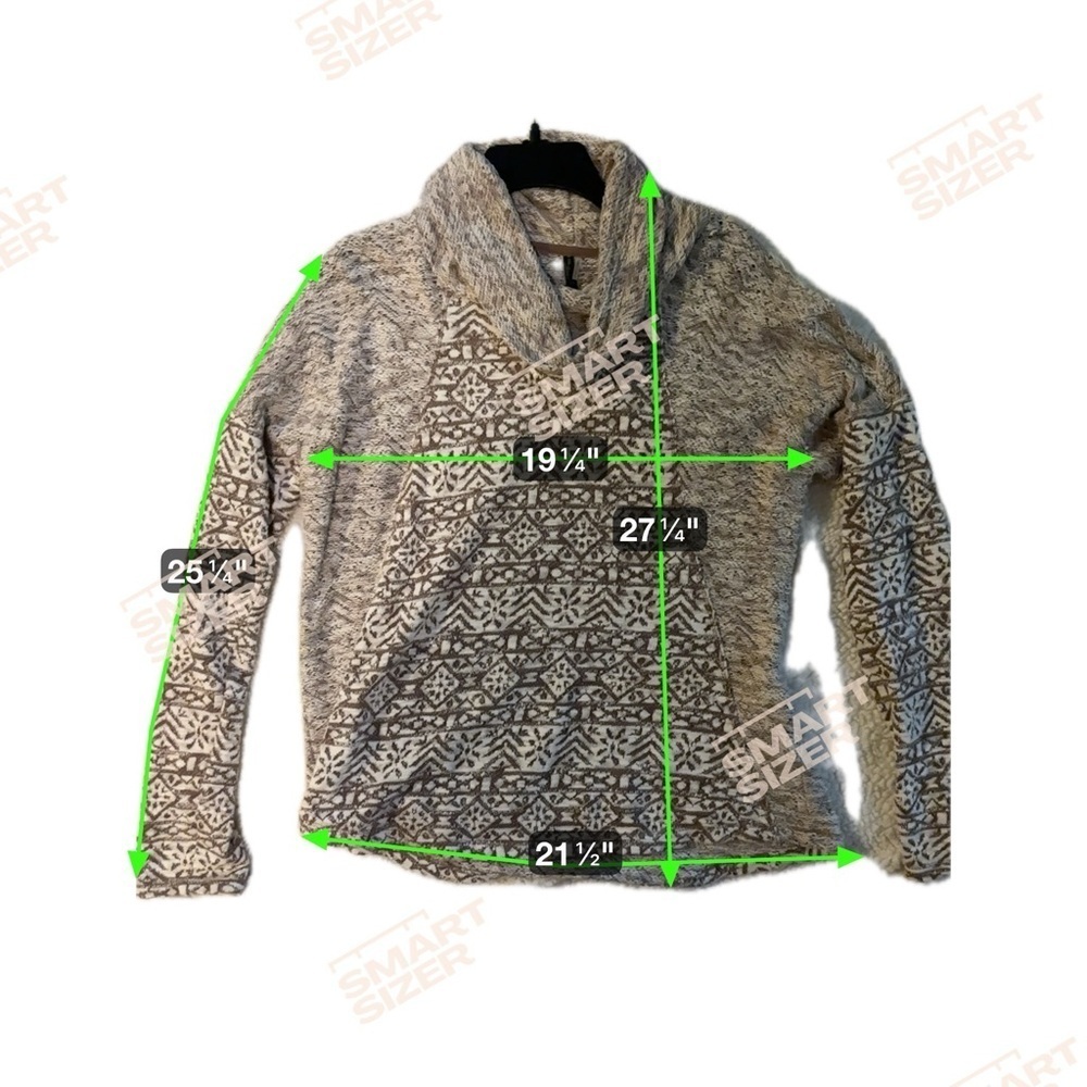 North River Womens Jacquard French Terry Cowl Neck Long Sleeve Shirt Sz L - Picture 3 of 5